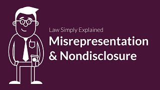 Misrepresentation and Nondisclosure  Contracts  Defenses amp Excuses [upl. by Suelo]