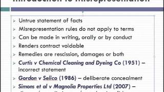 Misrepresentation Lecture 1 of 4 [upl. by Ellennahs]